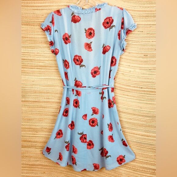 Reformation Garnet Wrap Dress Pelyana V-Neck Floral Print Dress In Blue Ref Sz S - Picture 10 of 16